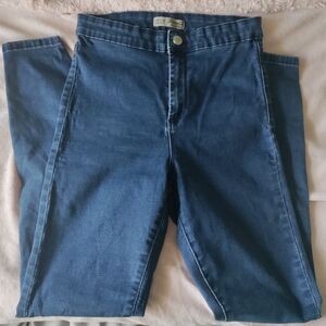 Dark soft denim high rise jeans